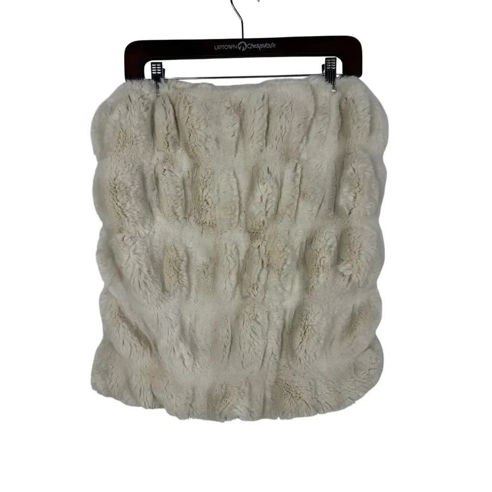 Pottery Barn Ruched Faux Fur Pillow Cover 18x18 Ivory Cream Texture double sided